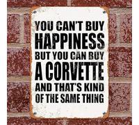 Anwei Signs 8 x 12 Tin Sign - You Can't Buy Happiness But You Can Buy a Corvette - Metal Sign Vintage Look Garage Man Cave Retro Wall Decor