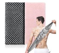 ANWEIXUE 2 Pcs Japanese Exfoliating Shower Towel - Antibacterial Treated Fabric,Multi - use for Scrubbing,Lathering and Dead Skin Removal,Suitable for Adults' Daily Use (Black+Pink)