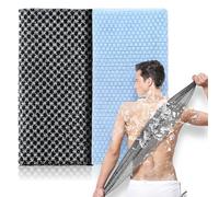 ANWEIXUE 2 Pcs Japanese Exfoliating Shower Towel - Antibacterial Treated Fabric,Multi - use for Scrubbing,Lathering and Dead Skin Removal,Suitable for Adults' Daily Use (Black+Blue)