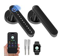 Anweller 5-in-1 Smart Door Lock, Biometric Fingerprint Door Lock with Code APP Keyless Entry Smart Lock Door Handle for Bedroom Home Hotel Black