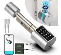 Anweller Fingerprint Electronic Door Lock Front Door Code Smart Lock Cylinder 70 mm with 2 Keys 2 IC Card for Doors from 35-70 mm