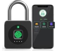 Anweller Fingerprint Padlock, Fingerprint Lock with APP,Keyless Biometric Lock,Smart Padlock Waterproof Suitable for Gym, Locker, Gates, Fence and Storage Black