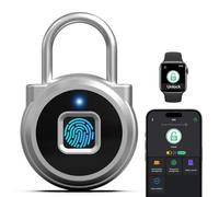 Anweller Fingerprint Padlock,Gym Locker Lock,Smart Padlock Bluetooth APP Control Biometric Lock for Gym Locker School Luggage Cabinet Fence Storage Silver