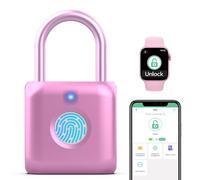 Anweller Fingerprint Padlock,Locker Padlocks with Fingerprint,Smart Padlock with APP Unlock,USB Rechargeable Gym Lock Suitable for Gym Locker,Locker, School,Storage, Luggage(Pink)