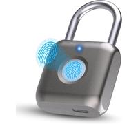 Anweller Fingerprint Padlock Smart Lock Small for Gym, Office, Cupboard and Much More in Grey