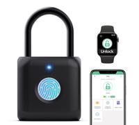 Anweller Fingerprint Padlock,Smart Padlock,Fingerprint Lock with APP Unlock,USB Rechargeable Gym Lock Suitable for Gym Locker,Locker, School,Storage,Luggage(Black)