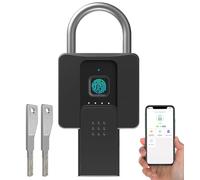 Anweller Fingerprint Padlock with Key Backup, Weatherproof Biometric Bluetooth App Controlled Keyless Smart Electronic Combination Lock for Outdoor Fence Gate Pool Shed Gym Locker Yard Truck