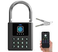 Anweller Heavy Duty Fingerprint Padlock with Key, Pad Lock with Code Keypad, Weatherproof Smart Bluetooth Electronic Digital Combination Lock for Gate Outdoor Fence Storage Unit Locker Shed Pool