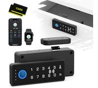 Anweller Smart Cabinet Lock with Fingerprint and Passcode RFID Electronic Child Safety Baby Proofing Drawer Locks for Desk File Liquor Drawer Cupboard Kitchen Black Horizontal