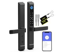 Anweller Smart Door Lock, Fingerprint Door Lock with Handle Keypad RFID Bluetooth App Key, Biometric Keyless Entry Smart Lock for Aluminum Wooden Front Door