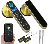Anweller Smart Door Lock with Display Screen, Biometric Fingerprint Door Lock with Code Keypad APP Keyless Entry Smart Lock Door Handle for Bedroom Home Hotel Office Apartment Gold
