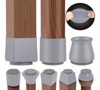 Anwenk Chair Leg Caps 2021 Updated Cover Protectors for Hardwood Floors Square Round Rectangular All Shapes Silicone Rubber Feet Furniture Table Chair, Stronger Felt & Silicone, 16Pack, Grey