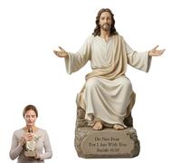 anwhriet 2026 Jesus Statue - Open Arms Blessing with Bible Verse Base, Resin Christian Figurine, Inspirational Religious Sculpture for Home Decor, Catholic Gift for Desk Mantel Prayer Room A