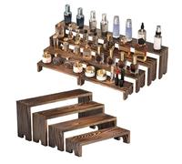 anwhriet 4pcs Wooden Display Stand, Wooden Tiered Riser Display Stands, 4-Tier Perfume Stand Organiser, Cupcake Dessert Stand,Wood Dessert Table Display Set, Food Display Risers for Party