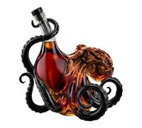 anwhriet Artistic Octopus Shaped Glass Decanter, 350ml Borosilicate Glass Liquor Bottle, Decorative 3D Deep Sea Tentacle Sculpture, Unique Bar Home Decor Collectible Gift for Men Marine Lovers