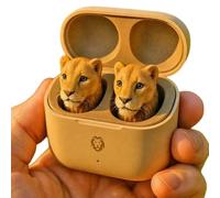 anwhriet Cute Animal Shaped Earbuds - Novelty 3D Frog Eagle Zebra Wolf Lion Animal Wireless Earbuds with Charging Case, Deep Bass, for Teens Adults H