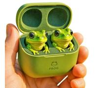 anwhriet Cute Animal Shaped Earbuds - Novelty 3D Frog Eagle Zebra Wolf Lion Animal Wireless Earbuds with Charging Case, Deep Bass, for Teens Adults A