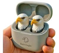 anwhriet Cute Animal Shaped Earbuds - Novelty 3D Frog Eagle Zebra Wolf Lion Animal Wireless Earbuds with Charging Case, Deep Bass, for Teens Adults G