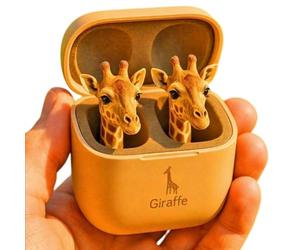 anwhriet Cute Animal Shaped Earbuds - Novelty 3D Frog Eagle Zebra Wolf Lion Animal Wireless Earbuds with Charging Case, Deep Bass, for Teens Adults K