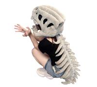 anwhriet Dinosaur Skeleton Costume, 3D Spinosaurus Skull Headpiece Plush Hoodie for Halloween Cosplay, Dress-Up Play Adult.,Child Sizes Grey 120cm