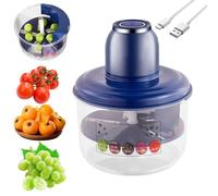 Anwhriet Electric Grape Peeler, 5-Blade Automatic Fruit Peeling Machine, 50W Brushless Motor Automatic Garlic Peeler Rechargeable Battery, USB Charging, for Commercial, Home Kitchen (Blue)