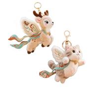 anwhriet Flying Cat Plush Keychain - Cute Kawaii Doll with Detachable Clip, Soft Cotton for Backpack, Bag or Gift for Cat Lovers C