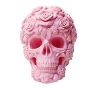 anwhriet Gothic Rose Skull Statue, High-Precision 3D Printed Decorative Figurine, Pink Flower Skull Ornament with Matt Finish for Alternative Dark Home Decor Pink