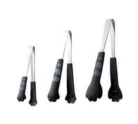 Anwhriet Kitchen Tongs, Set of 3 Stainless Steel Cat Paw Design, Heat-Resistant Non-Slip Handle, Kitchen Tongs for Cooking, BBQ, Serving (Black)
