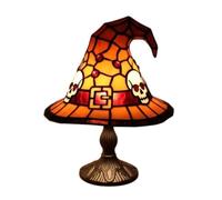 anwhriet Witch Hat Lamp 2026 Stained Glass, Witches Hat Table Night Light - Handcrafted Retro Resin Gothic Halloween Decor for Bedroom Bookshelf Yellow