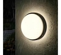 ANWIO 14W Led Bulkhead Lights Outdoor, Ip54 Led Round Bathroom Light,1400LM,4000K Black Sauna Wall Light,Waterproof Outside Lights Mains Powered for Porch,Kitchen, Bedroom,Living Room (1 Pack)