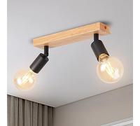 ANWIO 2 Way Wood Spot Lights, Adjustable Black Retro Ceiling Light, Bedroom & Kitchen & Living Room (NO Bulbs)