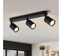ANWIO 3 Black GU10 Spotlight Ceiling Lights,Bedroom Kitchen Lights Ceiling,GU10 Industrial Hallway Ceiling Light Fitting,Spot Light Bar Indoor Adjustable Light Ceiling Spot Lamp(Bulbs Not Included)