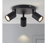 ANWIO 3 Black Spotlight Ceiling Lights,Bedroom Kitchen Lights Ceiling,GU10 Industrial Hallway Ceiling Light Fitting,Spot Light Bar Indoor Adjustable Light Ceiling Spot Lamp(EUS-EA190811, NO Bulbs)