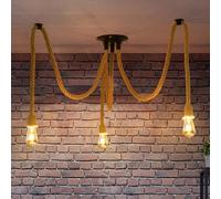 ANWIO 3 Heads Spider Light, Rope Ceiling Light,DIY Pendant Lighting Ceiling,Bedroom Light Shades,Industrial Hanging Ceiling Fitting,Led Spider Shaped Chandelier,Loft Lighting(1PCS)
