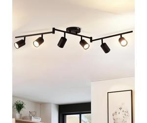 ANWIO 6 Black GU10 Spotlight Ceiling Lights,Bedroom Kitchen Lights Ceiling,GU10 Industrial Hallway Ceiling Light Fitting,Spot Light Bar Indoor Adjustable Light Ceiling Spot Lamp(Bulbs Not Included)