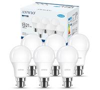 ANWIO B22 LED Bulbs Bayonet 100 Watt Equivalent,High 1521Lm,13W Super Bright B22 Daylight Bulbs,6500K Cold White B22 LED Bayonet Light Bulb A60,220-240V,Non-Dimmable (6 Pack)