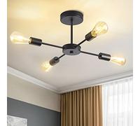 ANWIO Black Chandeliers,4 Way Sputnik Ceiling Light, Kitchen Lights Ceiling with E27 Base,Spot Lights Ceiling, Light Shade for Bedroom,Dining,Living Room,(Bulbs not Included)
