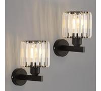 ANWIO Black Wall Lights,Bedroom Wall Lights,Wall Light for Living Room,E27 Wall Sconce Lights,Morden Crystal Wall Ceiling Light,Indoor Crystal Wall lamp(2 PCS,E27 Base,NO Bulbs)