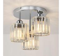ANWIO Chandelier Lampshade,3 Light Fitting,Kitchen Lights Ceiling,Silver Ceiling Lights Living Room,E27 Light Shade Ceiling,Morden Hally Crystal Ceiling Light,Lounge Lights Ceiling(LAMP DIAM 29CM