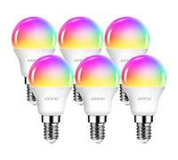 ANWIO Dimmable Smart LED Bulb, 470Lm, 5W Replacing 40W E14, Works with Alexa, Echo, Google Assistant (Pack of 6) WiFi Golf Ball Shaped Bulbs compatibility with TUYA
