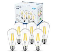 ANWIO E27 Screw Bulb,11W E27 Vintage Light Bulbs,ST64 Filament Screw Light Bulbs,1521LM,2700K Warm White E27 Screw Bulbs,Energy Saving Light Bulb 100W Equivalent-NO Dimmable(6PCS)