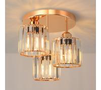 ANWIO Gold Chandelier Lampshade,3 Light Fitting,Kitchen Lights Ceiling,Ceiling Lights Living Room,E27 Light Shade Ceiling,Morden Crystal Ceiling Light,Lounge Lights Ceiling(LAMP DIAM 29CM