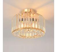 ANWIO Gold Crystal Ceiling Lights,Modern Semi Flush Mount Fittings Ceiling Lamp Fixture,Hallway Ceiling Lights,Dia 26.5cm Crystal Chandelier for Living Room Dining Room Kitchen Bathroom (E27 Base)