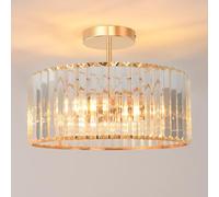 ANWIO Gold Lampshade Light Shade,Kitchen Lights Ceiling,Ceiling Lights Living Room,E27 Light Shade Ceiling,Morden Crystal Ceiling Light,Lounge Lights Ceiling,Chandelier Lampshade(36.5CM,3 Holder)