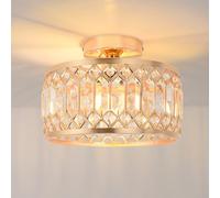ANWIO Gold Light Fitting,Ceiling Lights Living Room,Flush Kitchen Lights Ceiling,E27 Light Shade Ceiling,Chandelier,Morden Crystal Ceiling Light,Lounge Lights Ceiling (LAMP DIAM 27CM)