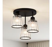 ANWIO Light Fittings Ceilings,3 Black Ceiling Light,Ceiling Lights Living Room,E27 Light Shade Ceiling,Bedroom Ceiling Lamp,Crystal Chandeliers Ceiling Light for Kitchen (LAMP DIAM 25CM