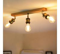 ANWIO Retro Ceiling Light Fitting,3 Way Spot Light Ceiling,Bedroom Lights Ceilings with E27,Adjustable Golden Ceiling Lighting,Kitchen Lights Ceiling,Spotlight Bar Lighting(NO Bulb)
