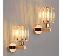 ANWIO Wall Lights,Bedroom Wall Lights,Gold Wall Light for Living Room,E27 Wall Light Shade Ceiling,Morden Crystal Wall Ceiling Light,Indoor Crystal Wall lamp(2 PCS,E27 Base,NO Bulbs)