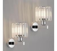 ANWIO Wall Lights,Bedroom Wall Lights,Silver Wall Light for Living Room,E27 Wall Light Shade Ceiling,Morden Crystal Wall Ceiling Light,Indoor Crystal Wall lamp(2 PCS,E27 Base,NO Bulbs)