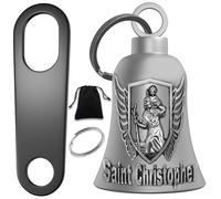 Anwlki Biker Guardian Luck Riding Bell Motorcycle Gremlin Bells with 2 Key Chain Ring Accessories, Motorcycle Bell Hanger, Ancient Silver, Medium